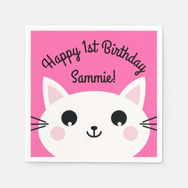 Cat Birthday Party Napkin (Front)