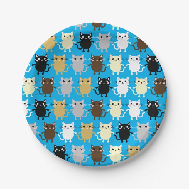 Cat Birthday Party Paper Plate (Front)