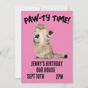 CAT BIRTHDAY PARTY PAW-TY CUSTOM CUTE Invitations