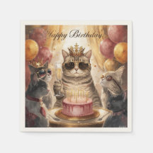 Cat Birthday Party with Pink Cake and friend