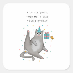 Cat Birthday Square Sticker