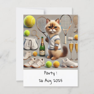 Cat Birthday Themed for Tennis Player Postcard
