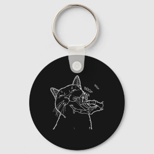 Cat Black Lover Skeleton Hand Boop Funny Halloween Key Ring