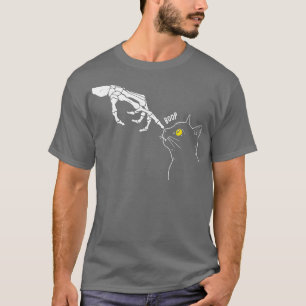 Cat Black Lover Skeleton Hand Boop Funny Halloween T-Shirt