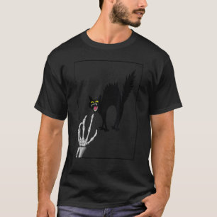 Cat Black Lover Skeleton Hand, Cute Kitten Funny H T-Shirt