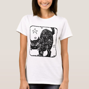 Cat Black Stars Halloween Feline Kitten Pet T-Shirt