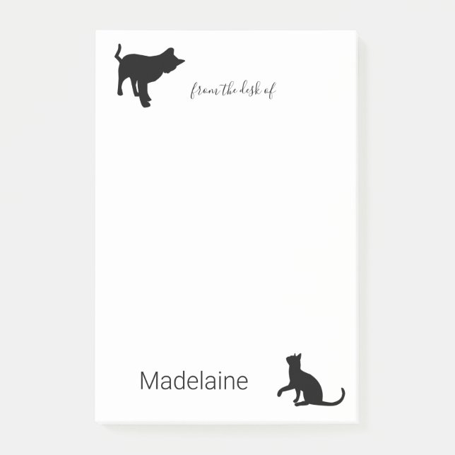 Cat Black White Personal Pet Lovers Post-it Notes (Front)