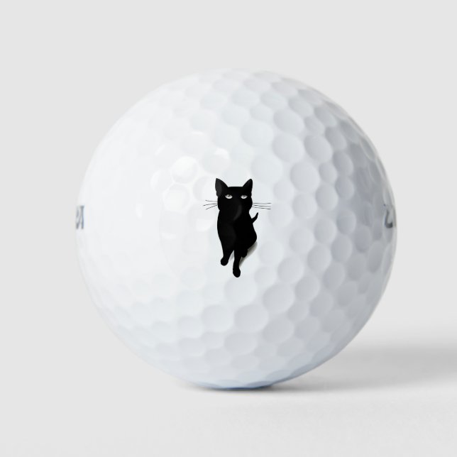 Cat Blackcat Black Cat Vector Feline Pet Golf Balls (Front)