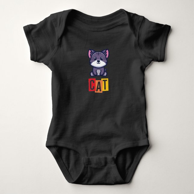 Cat blk baby bodysuit (Front)