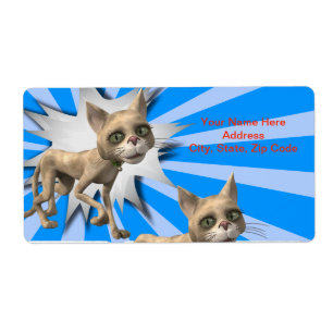 Cat Blue Gray Labels