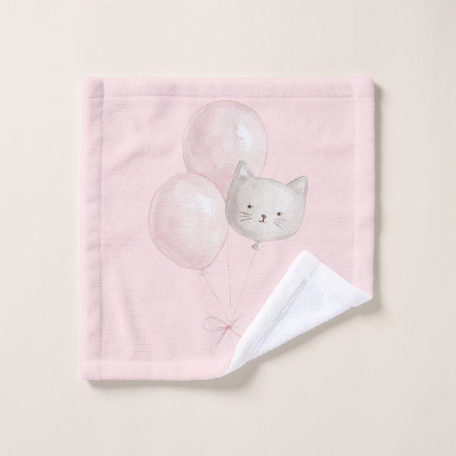 Cat Blush Pink Balloons   Wash Cloth (Wash Cloth)