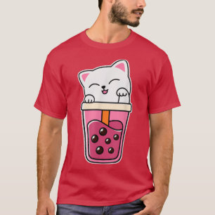 Cat Boba Anime Bubble Tea Neko Girls Kawaii Gift T-Shirt