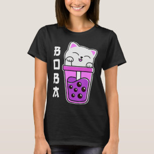 Cat Boba Anime Bubble Tea Neko Girls Kawaii Girls  T-Shirt