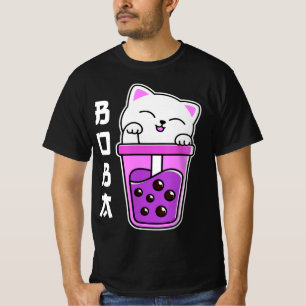 Cat Boba Anime Bubble Tea Neko Girls Kawaii Girls T-Shirt