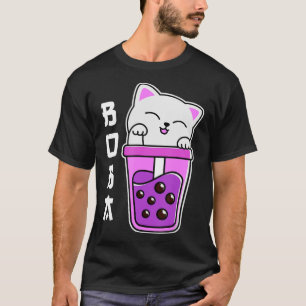 Cat Boba Anime Bubble Tea Neko Girls Kawaii Girls  T-Shirt