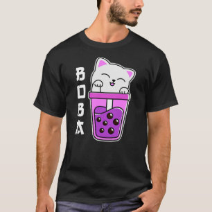 Cat Boba Anime Bubble Tea Neko Girls Kawaii Girls  T-Shirt