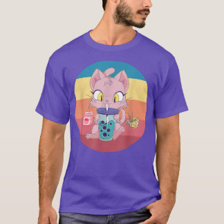 Cat Boba Bubble Tea Tshirt Anime Kawaii Neko Straw