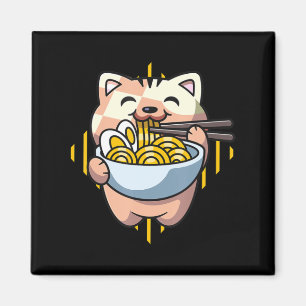 cat boba eat ramen anime kawaii neko cat drinking magnet