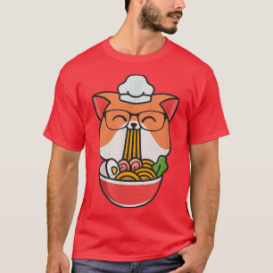 cat boba eat ramen anime kawaii neko, cat eating r T-Shirt