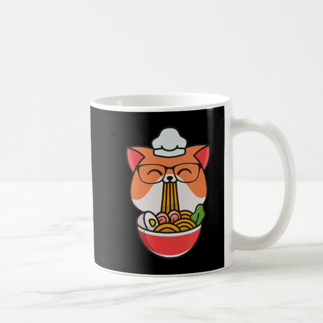 cat boba eat ramen anime kawaii neko cat eating ra coffee mug (Right)