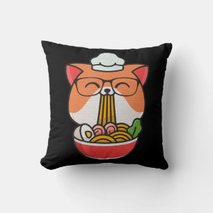cat boba eat ramen anime kawaii neko cat eating ra cushion