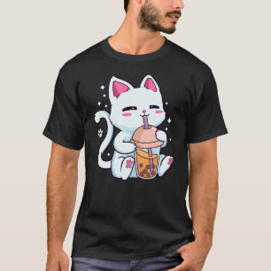 Cat Boba Shirt Bubble Tea Women Girls Kawaii Anime