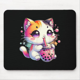 Cat Boba Tea Anime Japanese Kawaii Neko Bubble Tea Mouse Mat