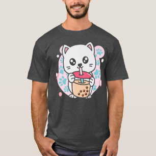 CAT BOBA TEA BUBBLE KAWAII ANIME NEKO CAT 549 T-Shirt