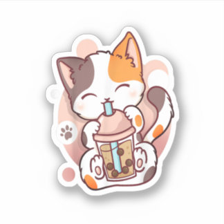 Cat Boba Tea Bubble Tea Anime Kawaii Neko 