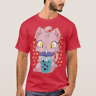 Cat Boba Tea Bubble Tea Anime Kawaii Neko587 T-Shirt