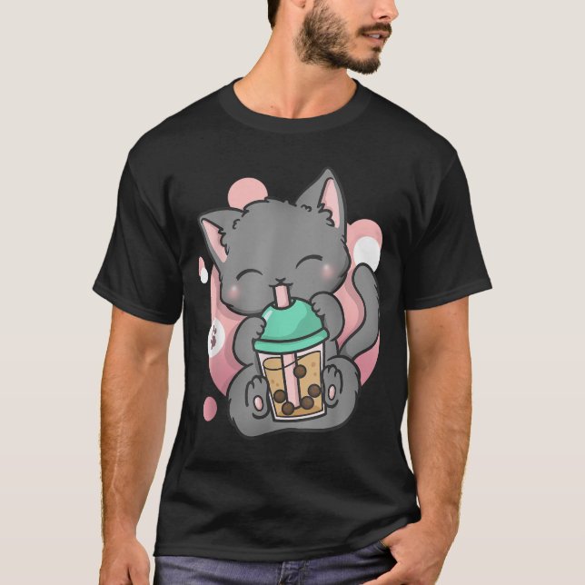Cat Boba Tea Bubble Tea Anime Kawaii Neko_10 T-Shirt (Front)