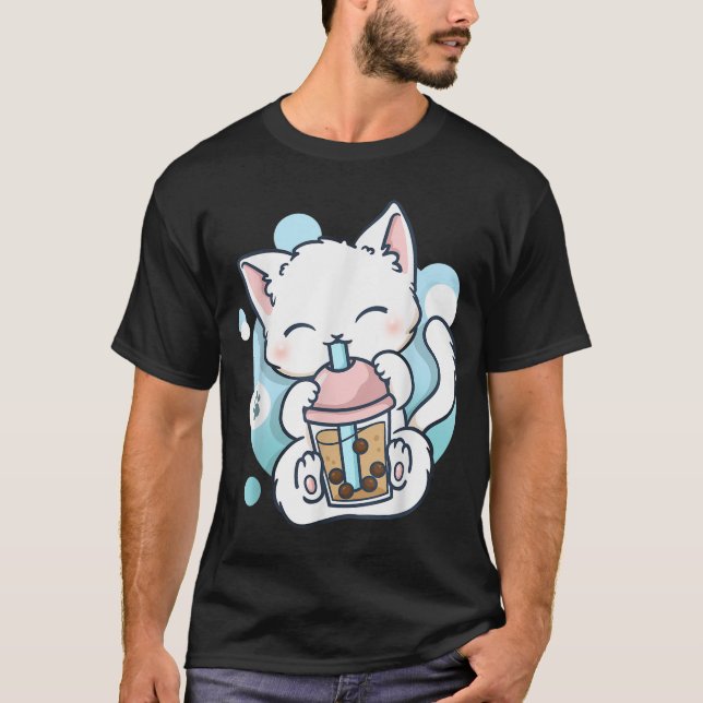Cat Boba Tea Bubble Tea Anime Kawaii Neko_16 T-Shirt (Front)