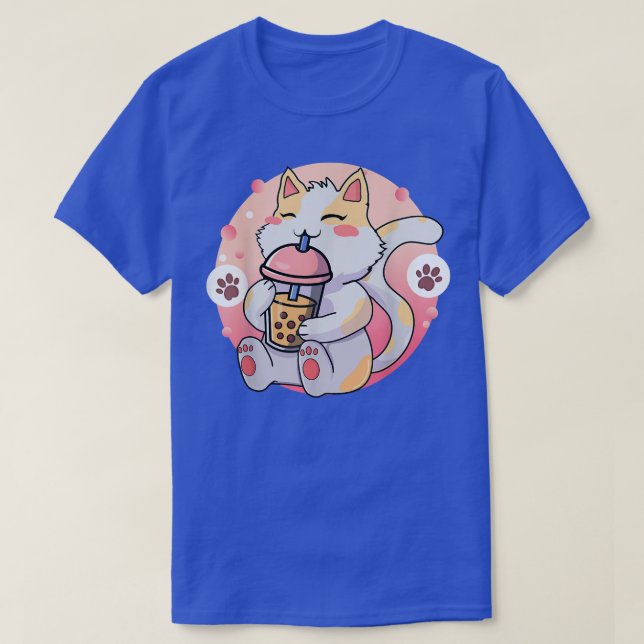 Cat Boba Tea Bubble Tea Anime Kawaii Neko 265 T-Shirt (Design Front)