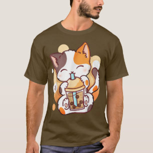Cat Boba Tea Bubble Tea Anime Kawaii Neko 588 T-Shirt