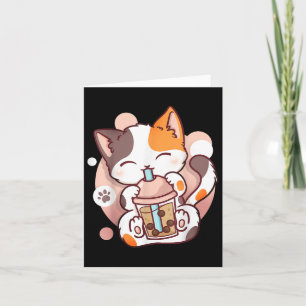 Cat Boba Tea Bubble Tea Anime Kawaii Neko Card