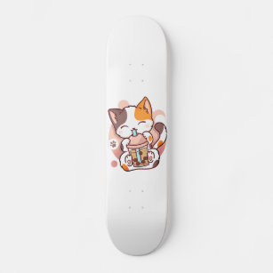 Cat Boba Tea Bubble Tea Anime Kawaii Neko for Girl Skateboard