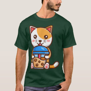 Cat Boba Tea Bubble Tea Anime Kawaii Neko for Girl T-Shirt