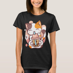 Cat Boba Tea Bubble Tea Anime Kawaii Neko for Girl T-Shirt