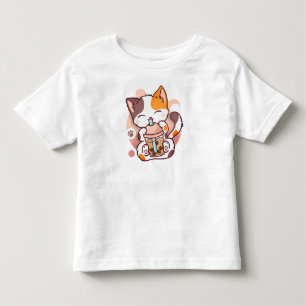 Cat Boba Tea Bubble Tea Anime Kawaii Neko for Girl Toddler T-Shirt