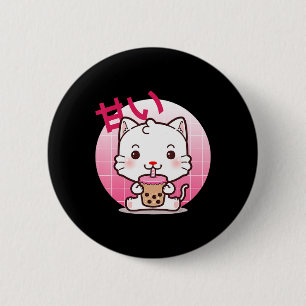 Cat Boba Tea Bubble Tea Anime Kawaii Neko Gift Gir 6 Cm Round Badge