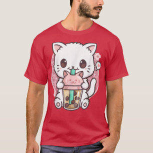 Cat Boba Tea Bubble Tea Anime Kawaii Neko Gift Gir T-Shirt