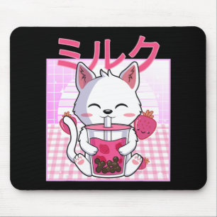 Cat Boba Tea Bubble Tea Anime Kawaii Neko Gift Kid Mouse Mat
