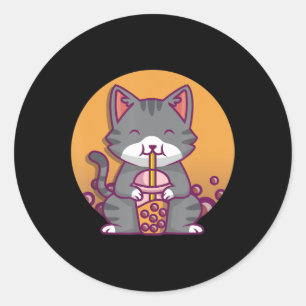 Cat Boba Tea Bubble Tea Anime Kawaii Neko Gifts Gi Classic Round Sticker
