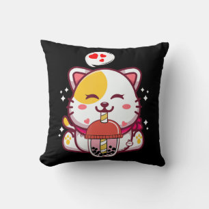 Cat Boba Tea Bubble Tea Anime Kawaii Neko Gifts Gi Cushion