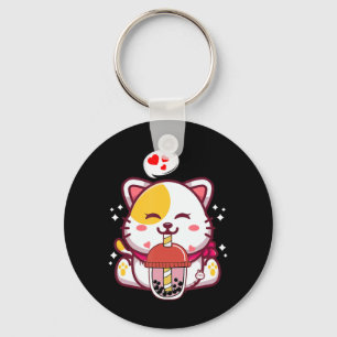 Cat Boba Tea Bubble Tea Anime Kawaii Neko Gifts Gi Key Ring