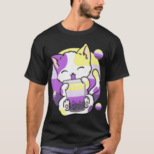 Cat Boba Tea Bubble Tea Anime Kawaii Neko Kids Gir T-Shirt