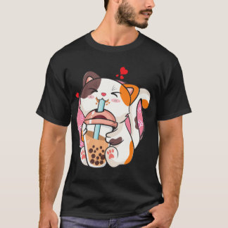 Cat Boba Tea Bubble Tea Anime Kawaii Neko Kids Tee