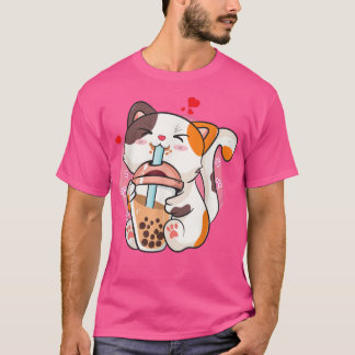 Cat Boba Tea Bubble Tea Anime Kawaii Neko Kids Tee