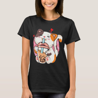 Cat Boba Tea Bubble Tea Anime Kawaii Neko Kids Tee