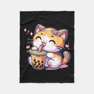 Cat Boba Tea Bubble Tea Anime Kawaii Neko Kids Tee Fleece Blanket